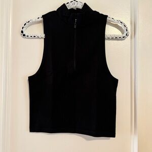 PINK Victoria's Secret Black Zip-Up Crop Top